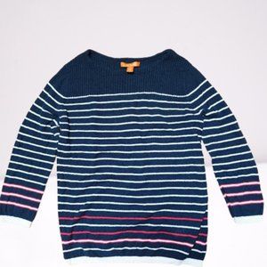 Joe Fresh - Small- White striped blue sweater
